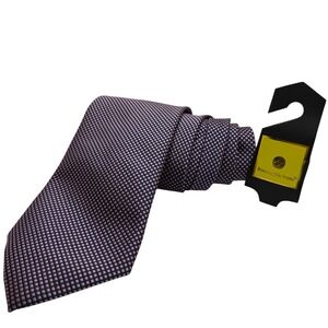 Ermenegildo Zegna Silk Tie Mens OS Navy Pink Geometric Micro Check Italy 59" NEW